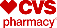 CVS Pharmacy logo featuring "CVS" in bold red text with a heart symbol followed by "pharmacy" in lowercase red letters.